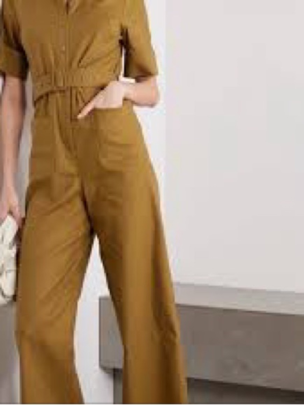 STAUD Zavey Jumpsuit Brown Belted Utility Wide Leg Size Small NWOT